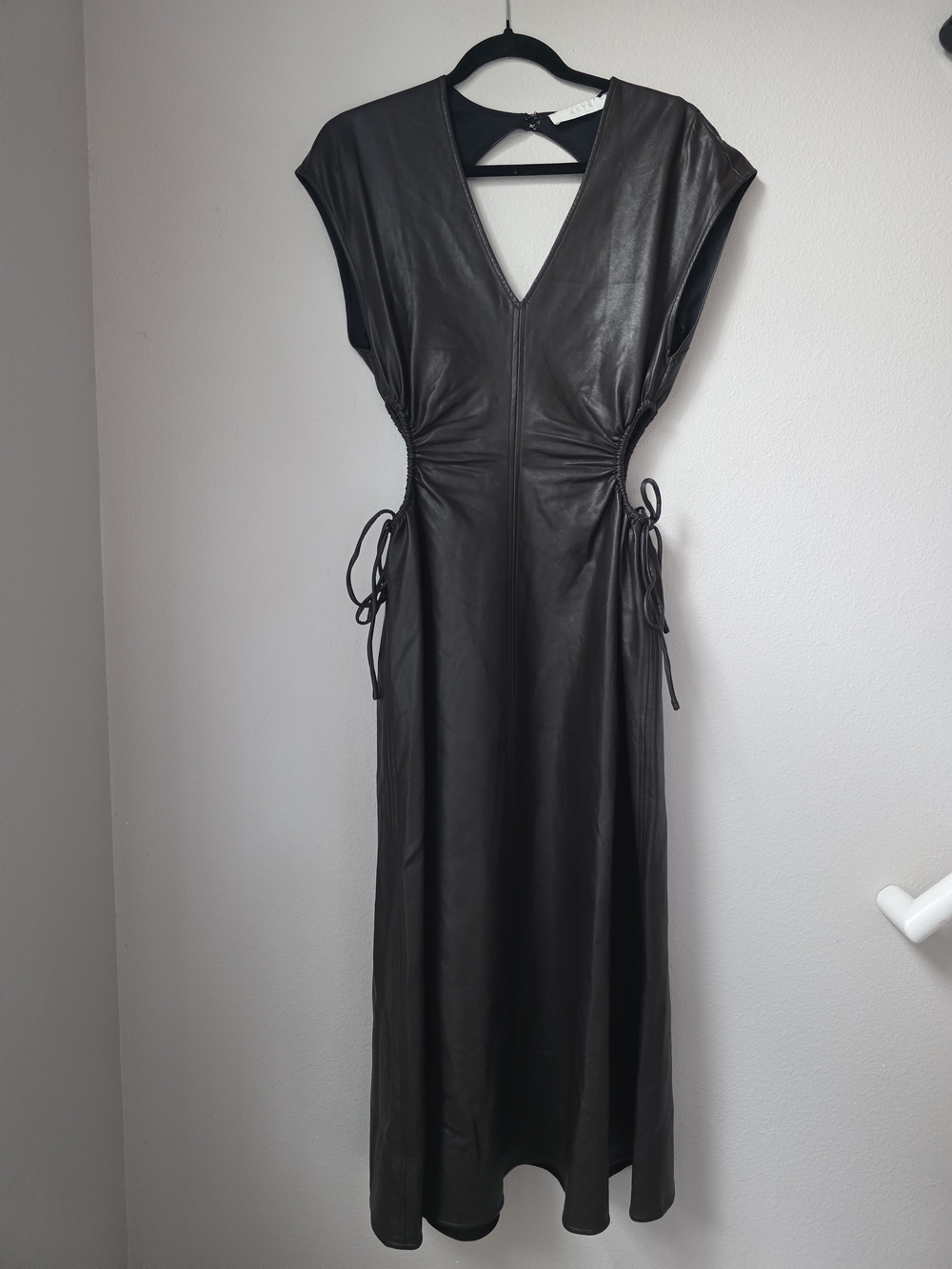 ASTR the Label Brown Faux Leather Maxi Dress with Side Tie Detail